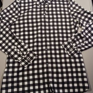 Banana Republic Black & White Dillon Shirt Womens Large Tall sheer